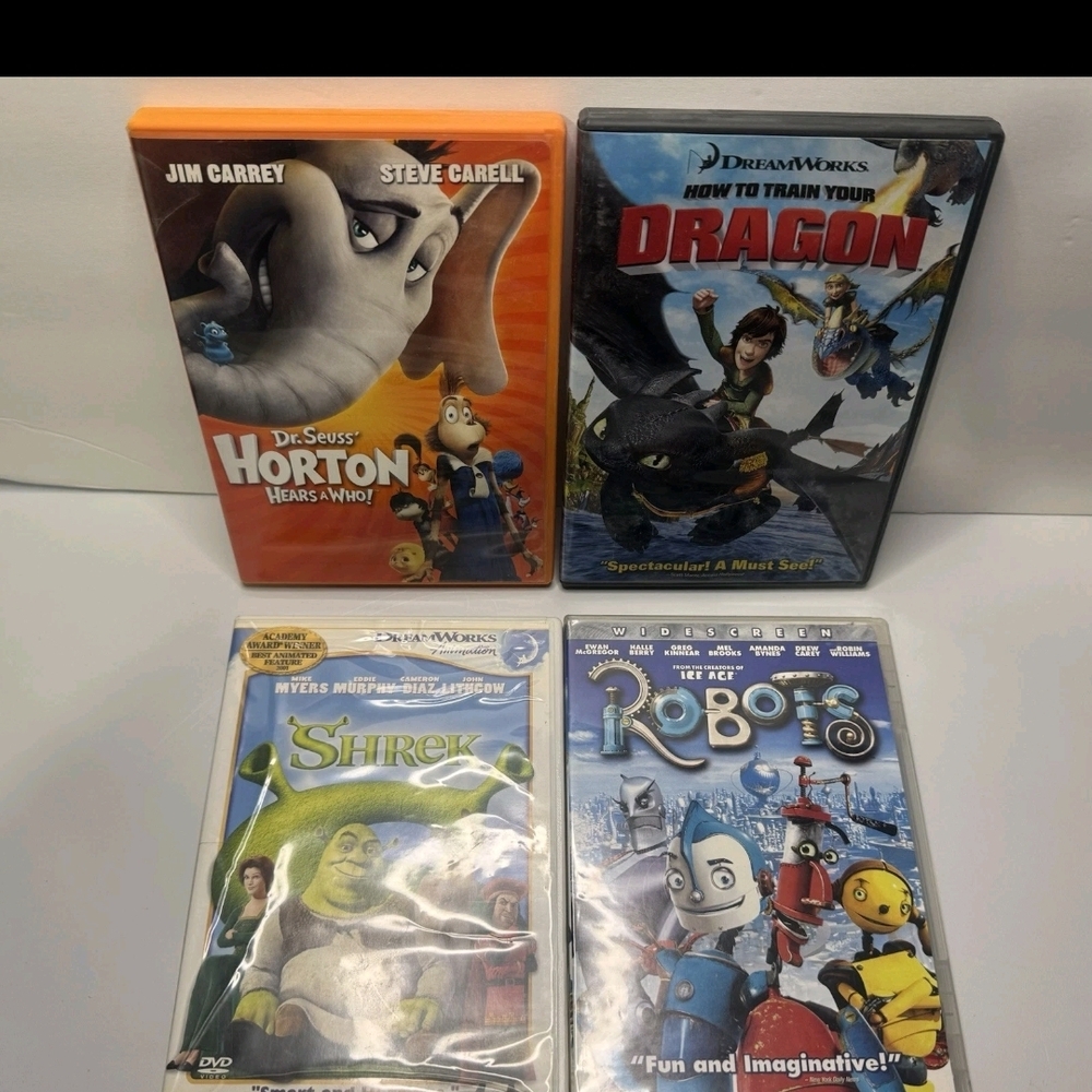 DVD Movie Collection - Horton, How to Train Your Dragon, Shrek, Robots